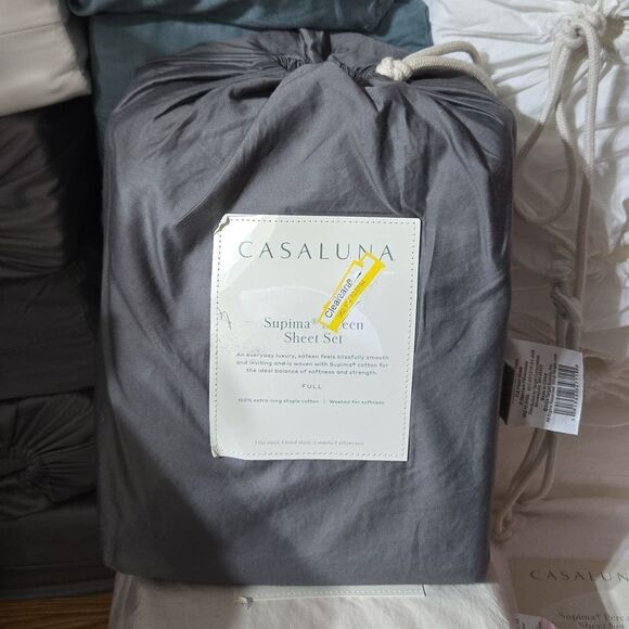 500 TC Supima Sateen Sheet Set - Casaluna -Gray - Picture 2 of 2